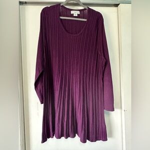 Casual Ribbed Long-Sleeve Sweater - Purple